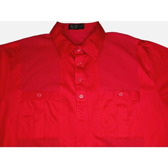 Alan Stuart Polo Shirt Mens XL Red Banded Waist Mesh Panel Casual Vintage 80s - Picture 4 of 10